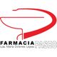 Logotipo de la Farmacia Paseo con un diseño abstracto en rojo y texto en negro.