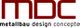 Logo mit „mdc“ in Rot, darunter „metallbau design concepte“ in Schwarz.