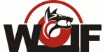 Logo mit dem Wort "WOLF", einem stilisierten Wolfskopf und einem roten Kreis im Hintergrund.