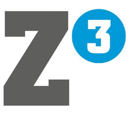 Buchstabe "Z" in Grau neben einer blauen Kreisfläche mit der weißen Zahl "3".