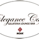 Logo ovale con testo "Elegance Cafe Gelateria Lounge Bar" e "Moak" al centro.