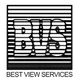 "Logo with striped design featuring large 'BVS' and text 'Best View Services' below."