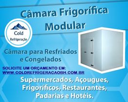Imagem promocional de câmara frigorífica modular para diversos estabelecimentos comerciais.