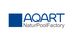 Logo mit blauem Quadrat und Text: "AQART NaturPoolFactory".