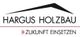 Logo von Hargus Holzbau mit dem Slogan "Zukunft einsetzen".