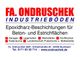 Text: "FA. ONDRUSCHEK Industrieböden, Epoxidharz-Beschichtung für Beton- und Estrichflächen."