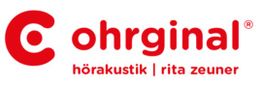 Logo: „Ohrginal“ in roter Schrift mit Slogan „hörakustik | rita zeuner“.