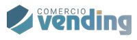 Logotipo de "Comercio Vending" con diseño geométrico en tonos azules y grises.