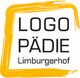 Logo mit Text "Logopädie Limburgerhof" in Schwarz, umrahmt von einem gelben Pinselstrich.