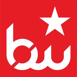 Stylized "bw" logo with a white star on a red background.