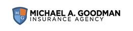 Logo of Michael A. Goodman Insurance Agency with blue and orange shield and initials "MG".