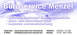 Büroservice Menzel: Buchhaltung, Schreibservice. Adresse: Zwönkau, Kontakt per Telefon oder E-Mail.