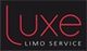 Logo of Luxe Limo Service with red text on a black background.