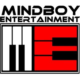 Logo von Mindboy Entertainment mit roten und weißen Tasten in Schwarz-Weiß-Rahmen.