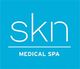 Blue "skn Medical Spa" logo with a modern, minimalist design.