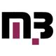 Schwarzes "m.b" Logo mit lila Akzenten auf weißem Hintergrund.