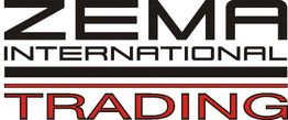 Logo mit den Worten "ZEMA INTERNATIONAL TRADING" in schwarz und rot mit Unterstreichungen.