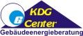 Logo von KDG Center, spezialisiert auf Gebäudeenergieberatung, mit blauem Halbkreis und Dreieck.