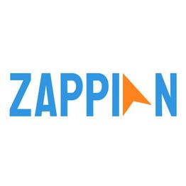 Zappian logo in blue with an orange play button as the letter "A."