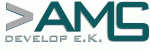Logo mit Schriftzug "AMS Develop e.K." in grüner Schrift.