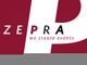 Logo mit Aufschrift "ZEPRA" und Slogan "we create events" auf rotem und weißem Hintergrund.