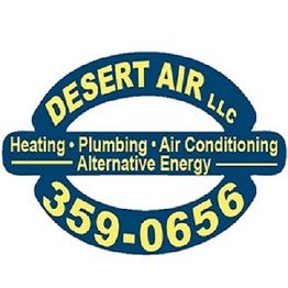 Desert Air LLC logo with services listed: Heating, Plumbing, Air Conditioning, Alternative Energy.