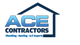 Logo of ACE Contractors with a house outline, specializing in plumbing, heating, and A/C.