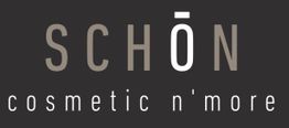 Schriftzug "SCHÖN cosmetic n'more" auf dunklem Hintergrund in modernen Lettern.