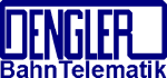 Logo mit der Aufschrift "DENGLER BahnTelematik" in blauer Schrift auf weißem Hintergrund.