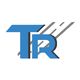 Logo mit blauen Buchstaben "TR" und grauen angedeuteten Straßenstreifen im Hintergrund.
