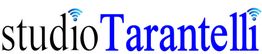 Logo con testo: "studio Tarantelli" in nero e blu, con icone Wi-Fi sopra le "i".