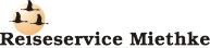 Logo von Reiseservice Miethke: Drei Vögel fliegen vor einem orangefarbenen Kreis.