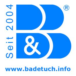Logo mit den Buchstaben B&B, Slogan "Seit 2004" und der Website www.badetuch.info.