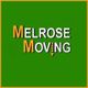 "Melrose Moving logo with green background and orange-yellow text accents."