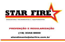 Logo da Star Fire com estrela, contato: (19) 3342-9600, atendimento@starfire.com.br.