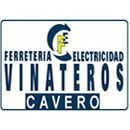 Logotipo de Ferretería Electricidad Vinateros Cavero con letras azules y detalles amarillos.
