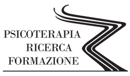 Logo con testo: "Psicoterapia, Ricerca, Formazione" e linee curve stilizzate a destra.
