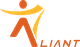 Logo stylisé avec une figure humaine en orange et jaune; texte "LIANT" à côté.
