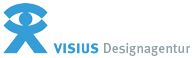 Logo der VISIUS Designagentur mit blauem Auge und Schriftzug.