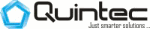 Logo von Quintec mit blauem Fünfeck und Slogan: "Just smarter solutions..."