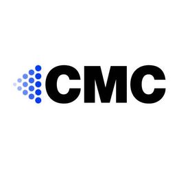 CMC logo with blue dotted arrowhead on the left.