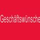 Roter Hintergrund mit weißem Text "Geschäftswünsche".
