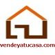 Logotipo de una casa estilizada en colores marrón y naranja con texto "vendeyatucasa.com".