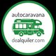Icono con autocaravana verde y texto "autocaravana dealquiler.com" en un círculo.