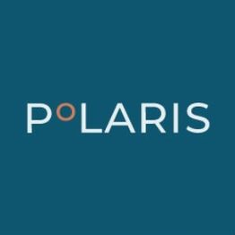 Polaris logo with a brown circle replacing the letter "O" on a teal background.
