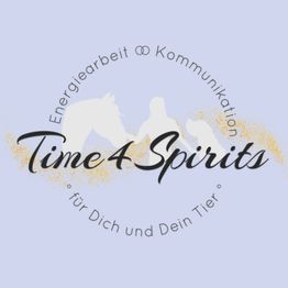 Logo mit Text: "Time4Spirits – Energiearbeit & Kommunikation für Dich und Dein Tier".