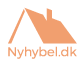 Logo med et hus og teksten "Nyhybel.dk" i orange.