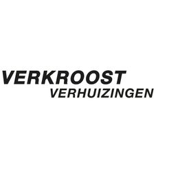 "Logo met tekst: Verkroost Verhuizingen, in zwarte letters op witte achtergrond."
