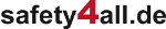 "safety4all.de Logo in schwarzer Schrift mit roter Zahl 4."