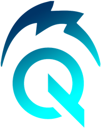 Logo azul con una Q y un rayo.